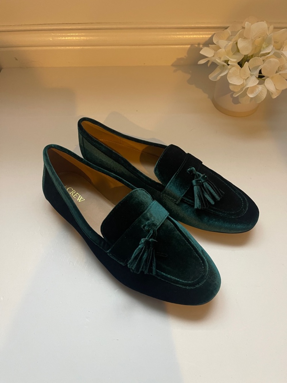 J. Crew Factory Velvet Tassel Low-Heeled Loafers - Picture 2 of 6